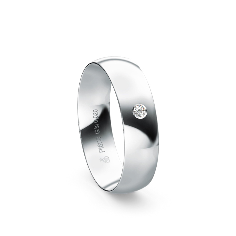 Ehering aus Platin mit strahlender Polierung und Diamanten 9192