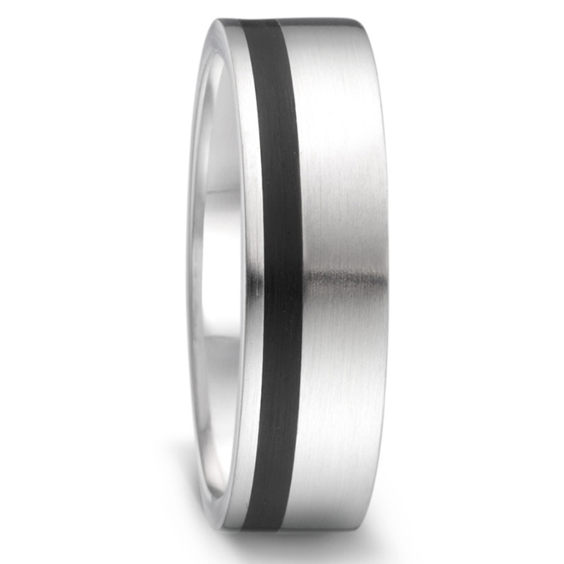 Hochwertige Eheringe aus Edelstahl mit Hightech Keramik und 3 Diamanten EdE1002