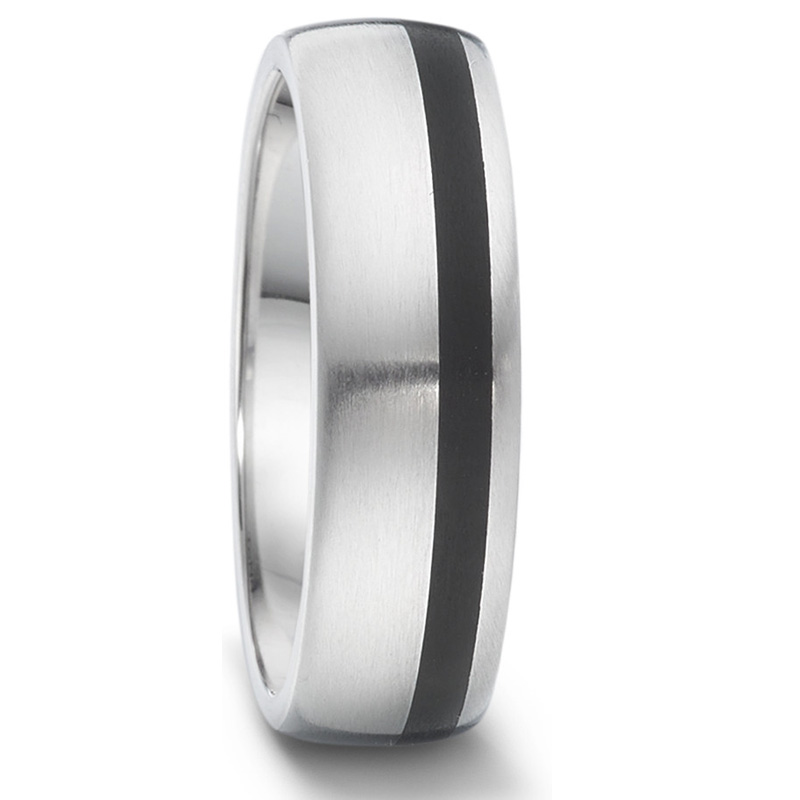Nickelfreie Eheringe aus Edelstahl mit Streifen aus Hightech Keramik und Diamanten EdE1006