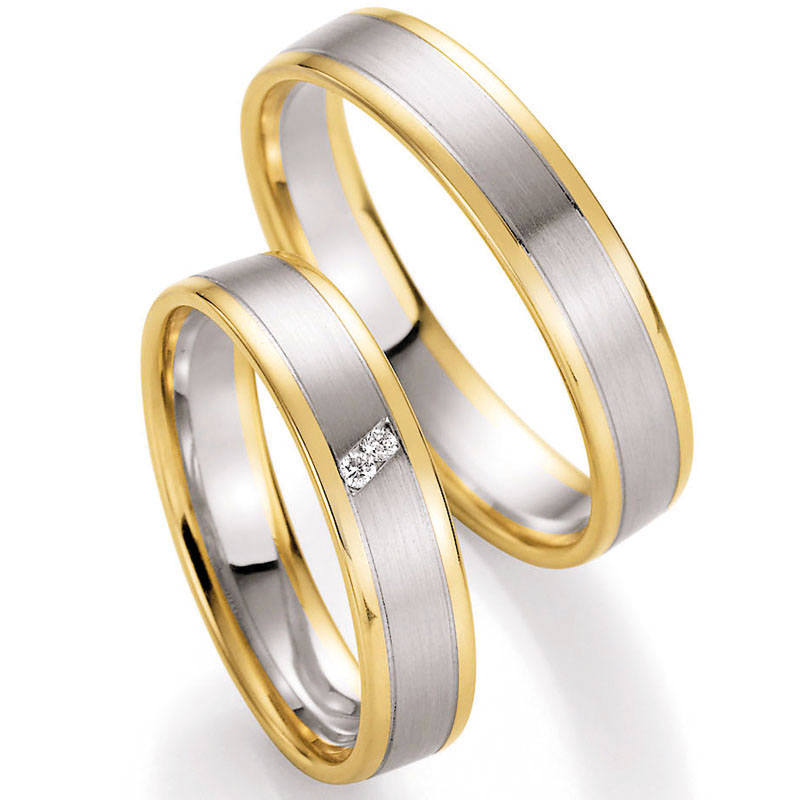 Eheringe Trauringe aus Weißgold und Gelbgold mit Diamant Ruesch Collection Nowotny 66/10310-045