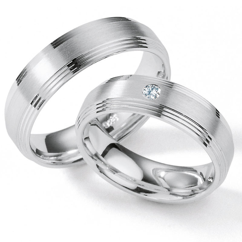 Eheringe Trauringe aus Silber 925 mit Diamant Ruesch Collection Nowotny 55/01200-060