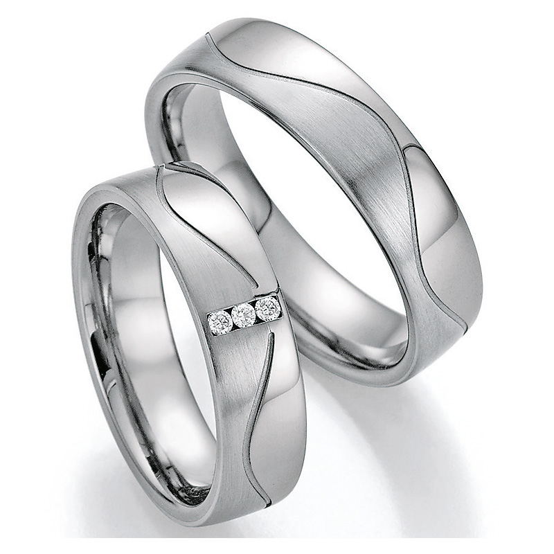 Eheringe Trauringe aus Titan & Platin 600 mit Diamant Ruesch Collection Nowotny 86/10090-055