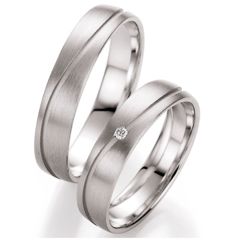Eheringe Trauringe aus Weißgold mit Diamant Ruesch Collection Nowotny 66/10070-045
