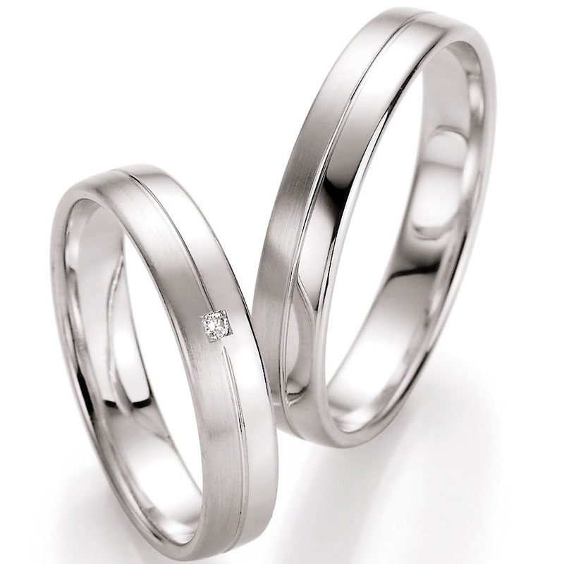 Eheringe Trauringe aus Weißgold mit Diamant Ruesch Collection Nowotny 66/10090-040