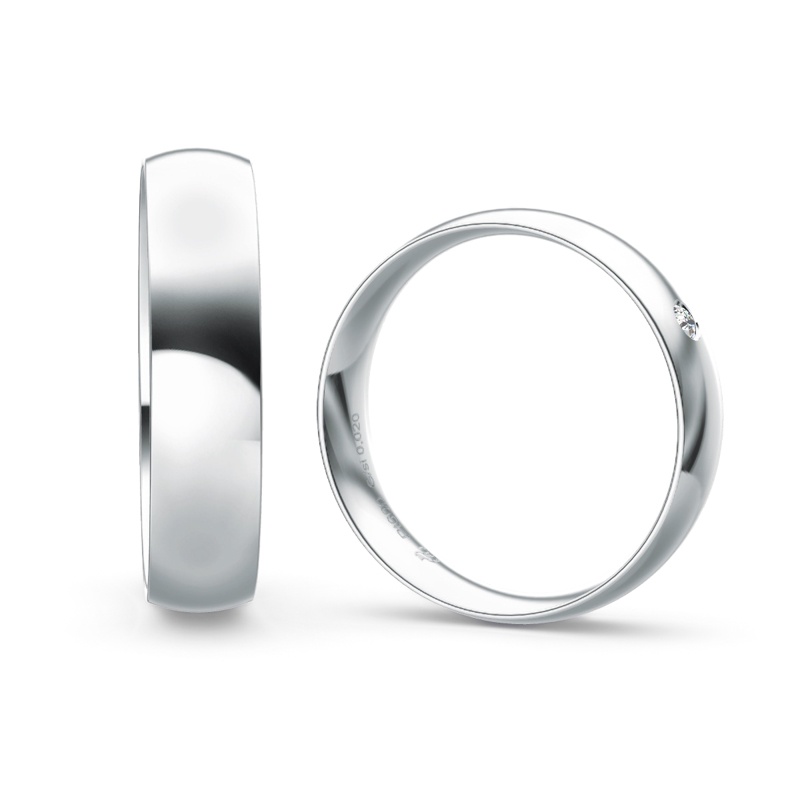 Eheringe aus Platin mit strahlender Polierung und Diamanten 9192