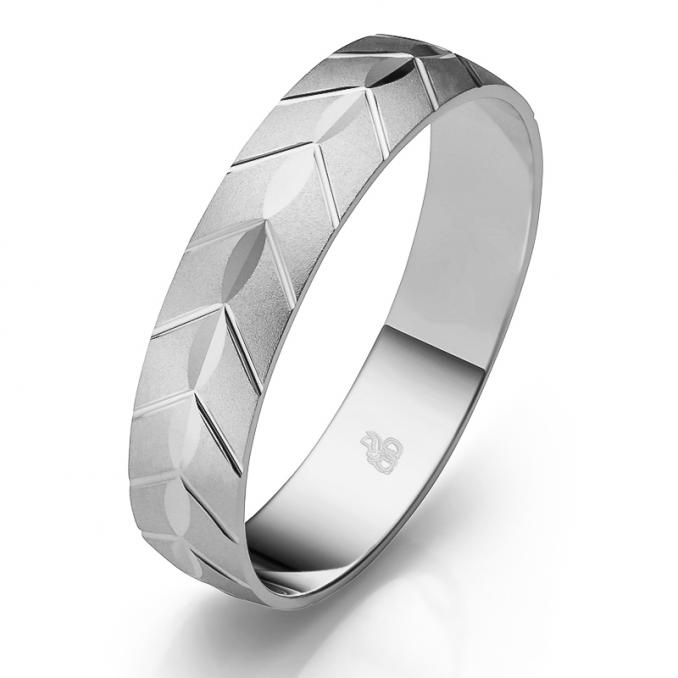 Trauring aus Platin mit Kerben-Ornament