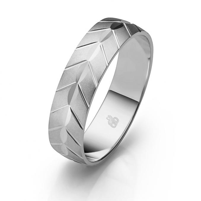 Trauring aus Platin mit Kerben-Ornament