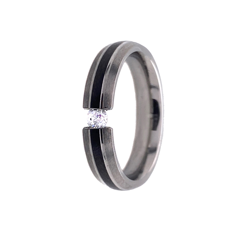 Außergewöhnlicher Titan Verlobungsring mit großem Diamanten und matter Oberfläche 7487