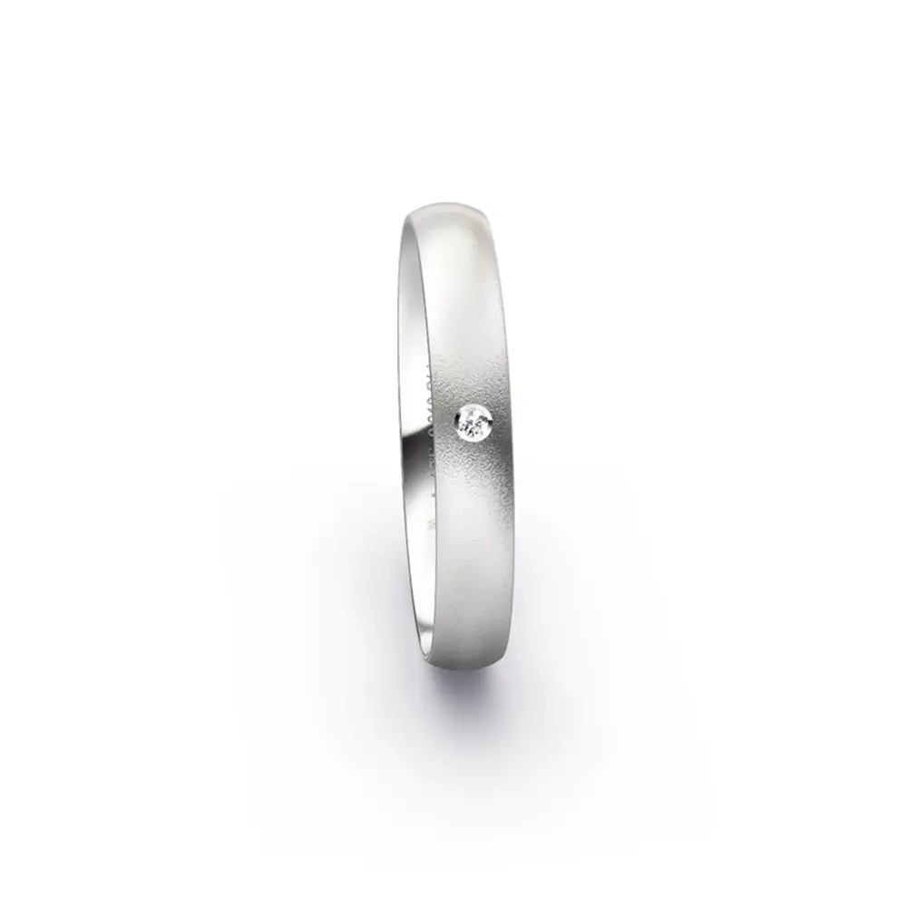 Einzigartige Eheringe aus  Weissgold mit Diamanten und toller Mattierung 4593