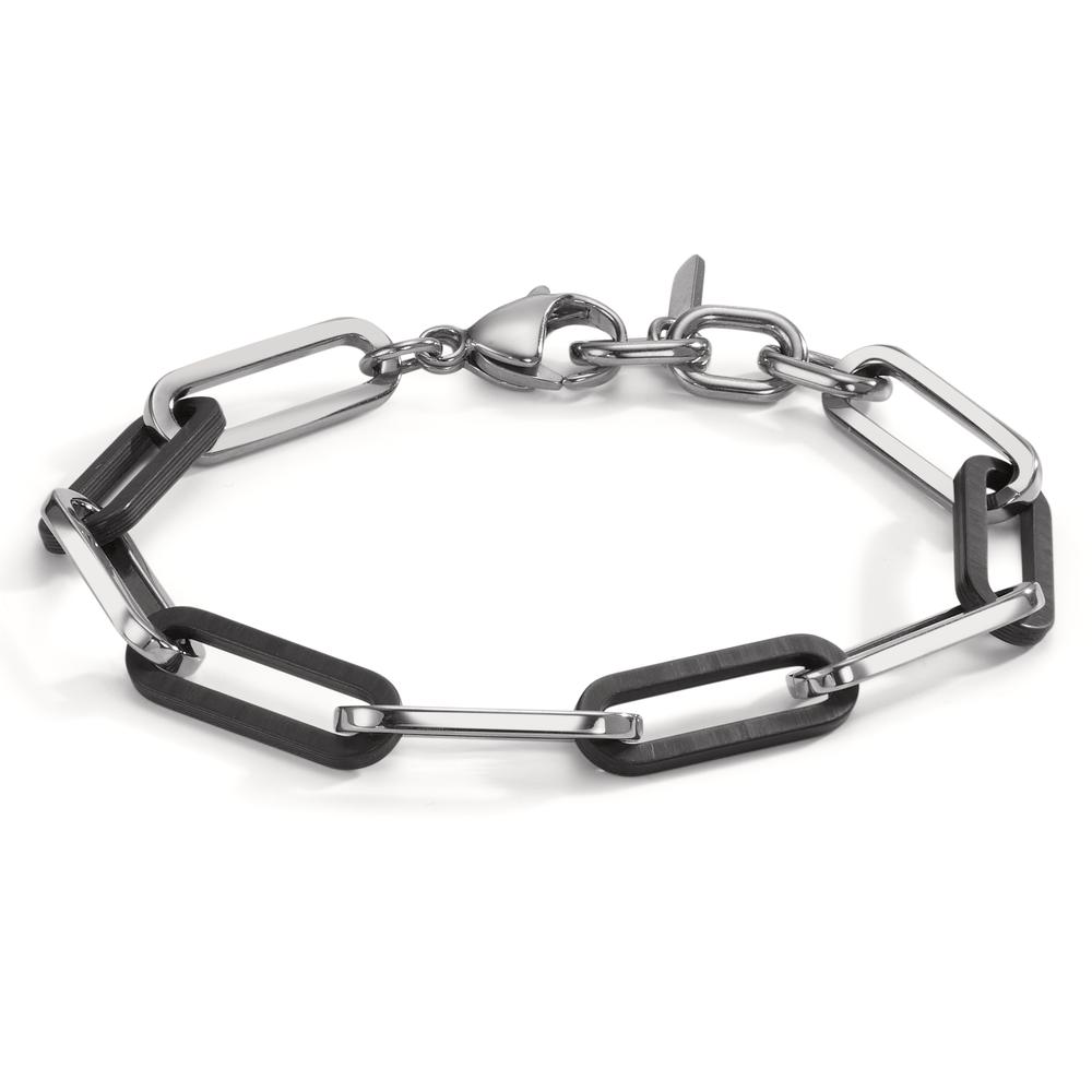 Armband aus polierte Edelstahl mit Gliedern aus Carbon