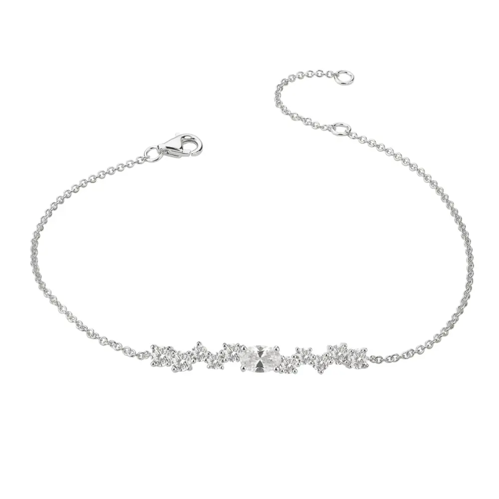 Armband aus rhodiniertem Silber 925 mit zentralen Zirkonia