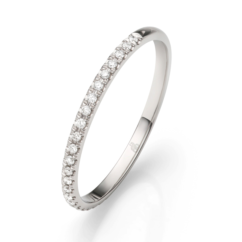 Palladium 500 Vorsteckring mit Polierung und 25 Diamanten