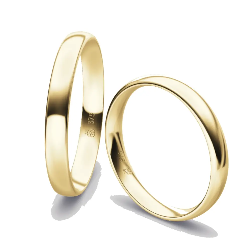 Gelbgold Eheringe in polierter Gestaltung mit 3 mm Breite und 1,3 mm Stärke