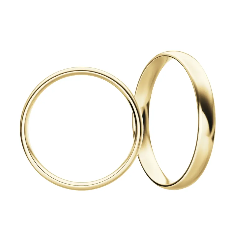 Gelbgold Eheringe in polierter Gestaltung mit 3 mm Breite und 1,3 mm Stärke in Seitenansicht