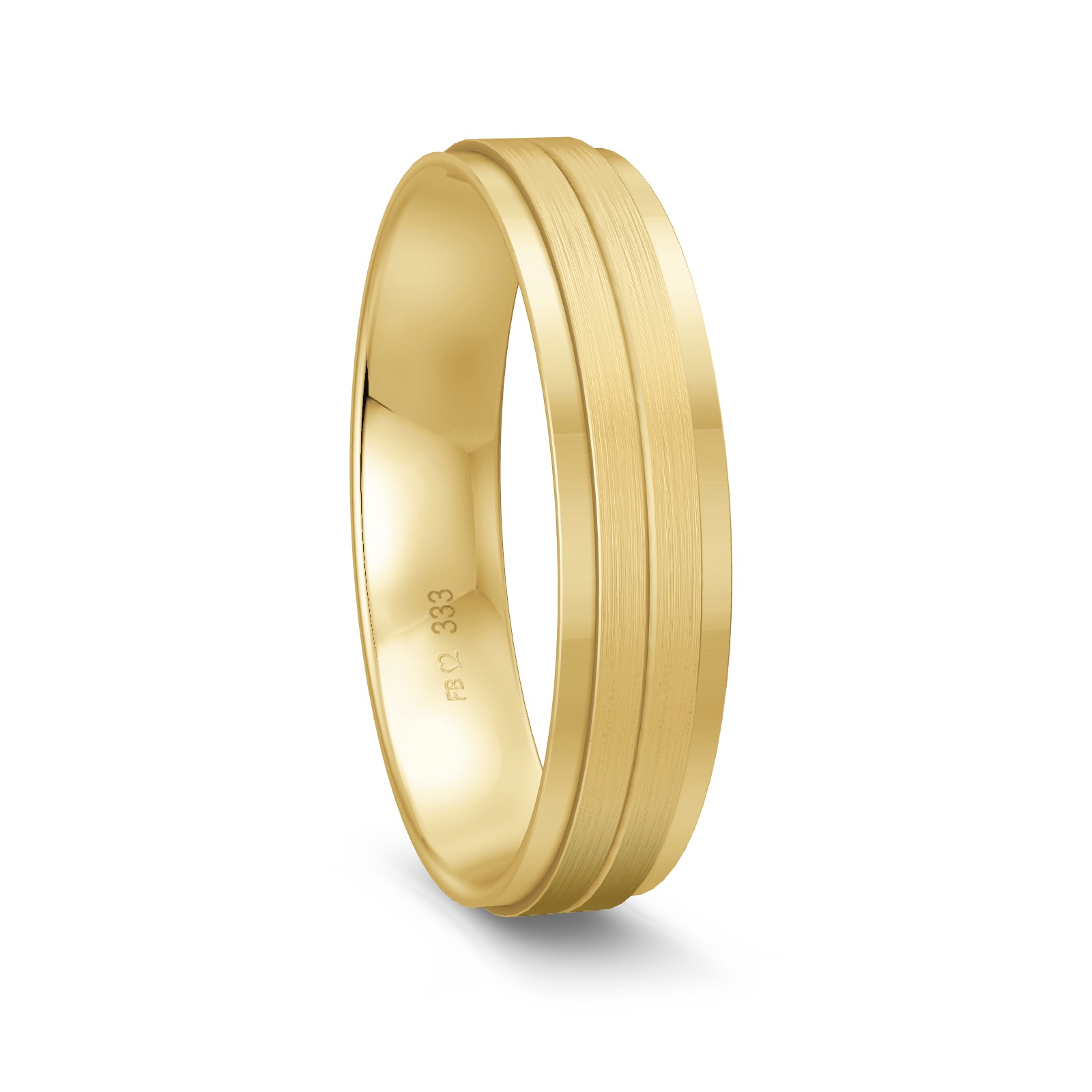 Matter und polierter Gelbgold Ehering