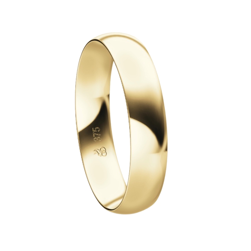 Trauring aus hochpoliertem Gelbgold in 4 mm