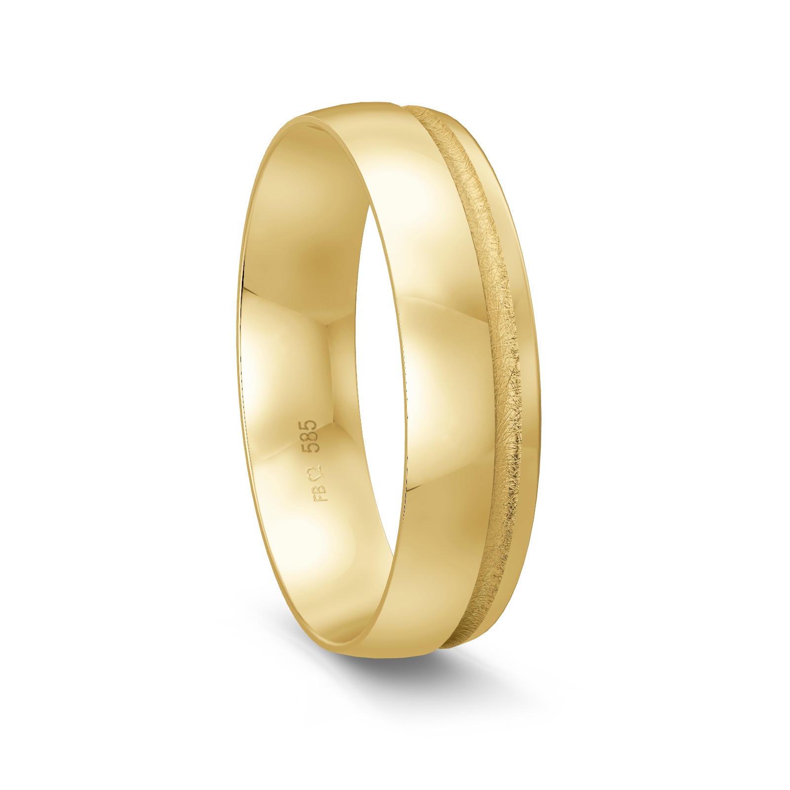 Gelbgold Ehering mit mattierter Fuge