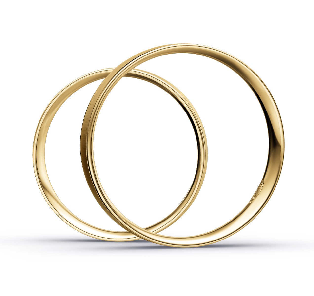 Eheringe aus Gelbgold in quermatter Oberfläche mit Diamanten und polierten Rändern in Seitenansicht