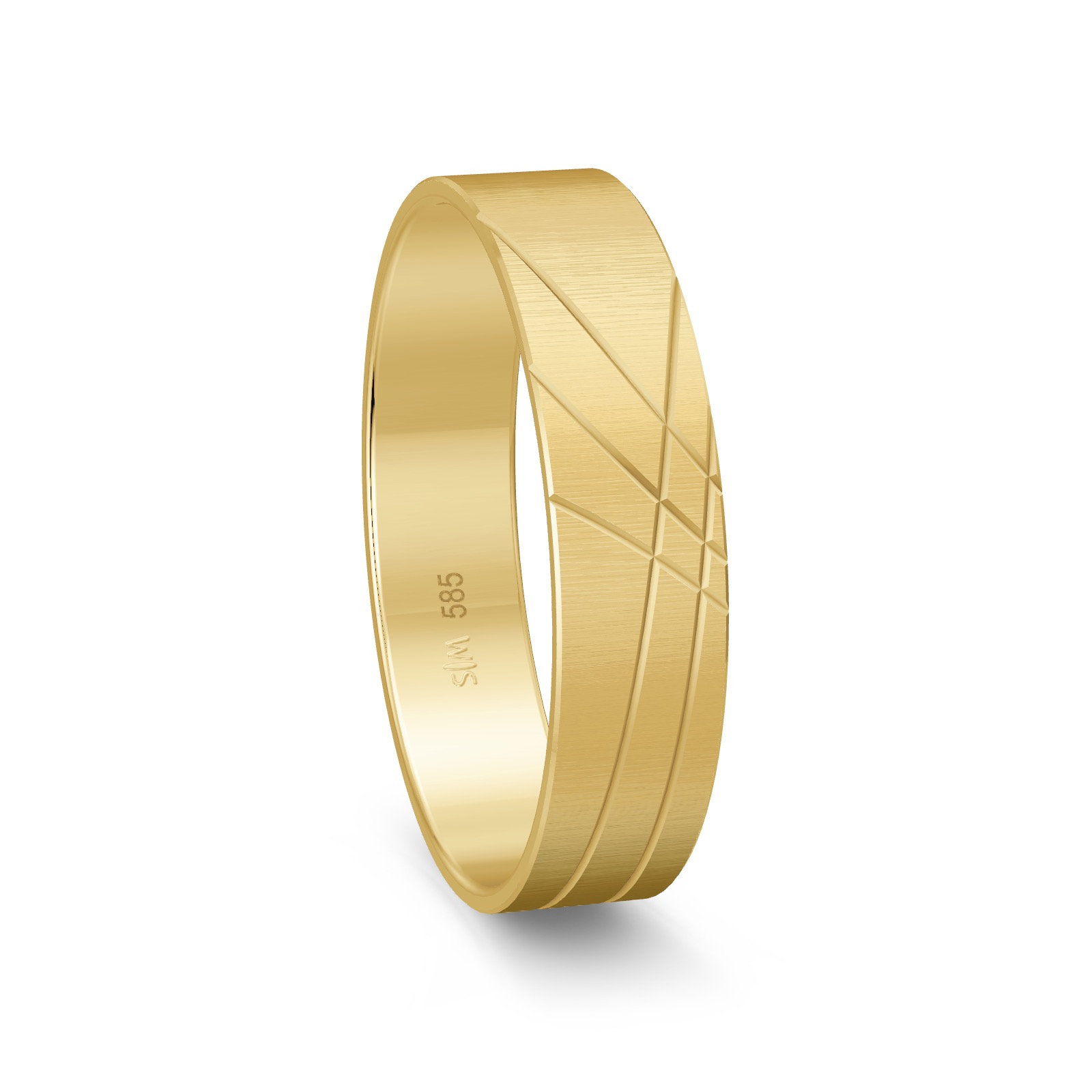 Geriffelter Gelbgold Trauring mit Rillenmuster