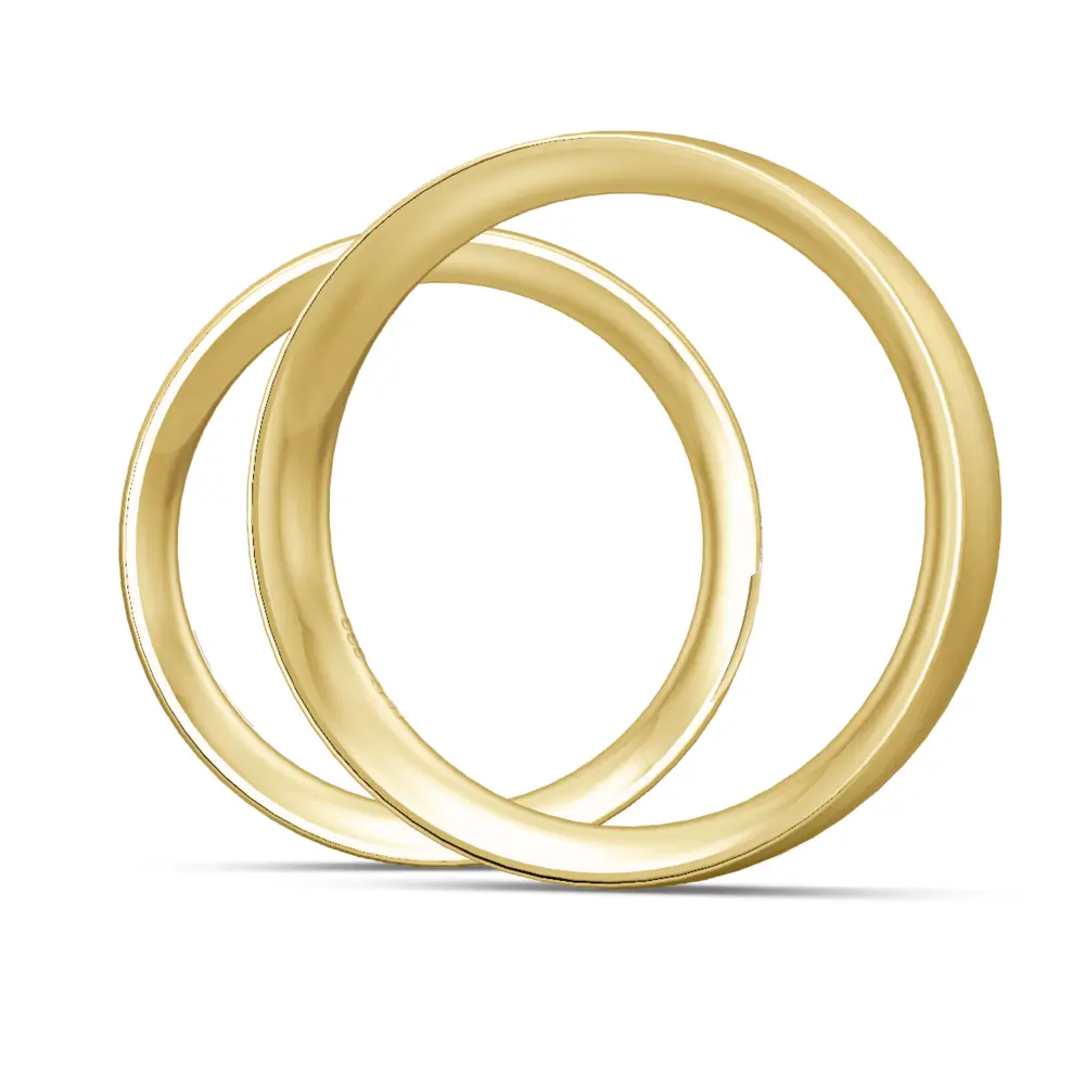 Lägsmattierte Gelbgold Eheringe mit Band aus 10 Diamanten seitlich