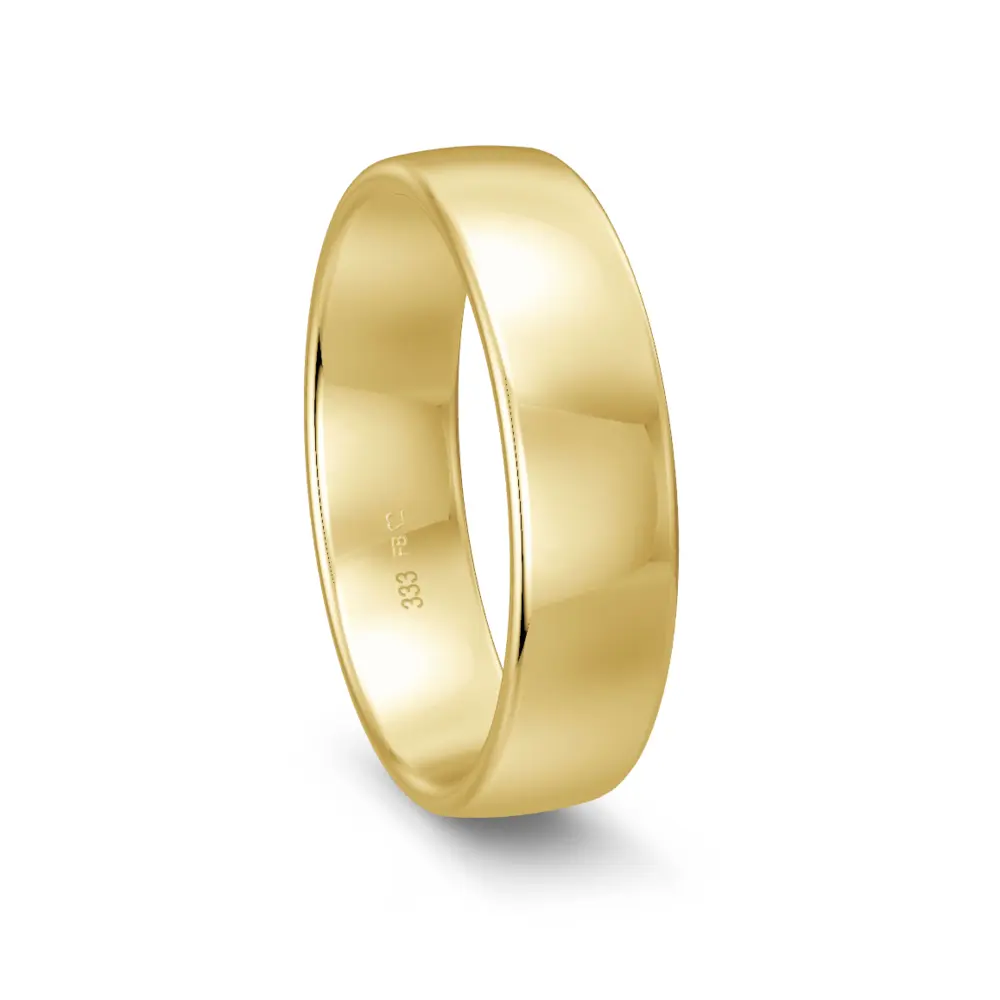 Strahlend polierter Gelbgold Ehering 6 mm breit