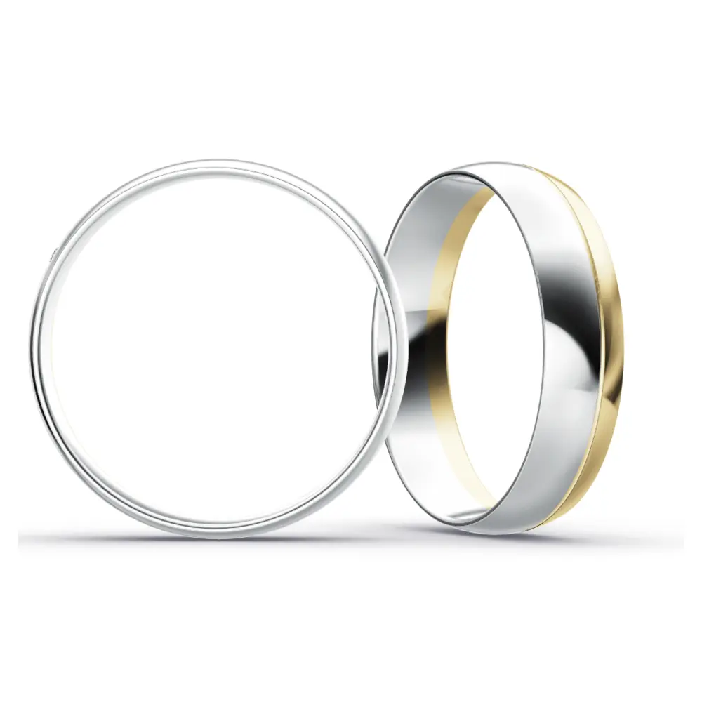 polierte Plagentum und Gelbgold Eheringe mit Labor Diamanten seitlich