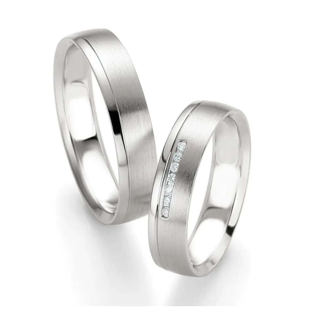 Trauringe aus Silber 925 und 585er Weißgold mit Diamanten