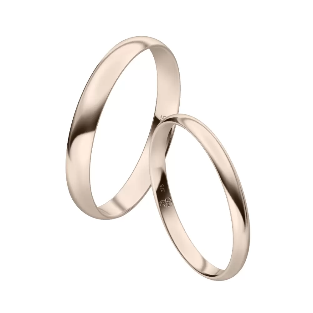 Eheringe aus poliertem Herbstgold in zwei Breiten 2 mm und 3 mm