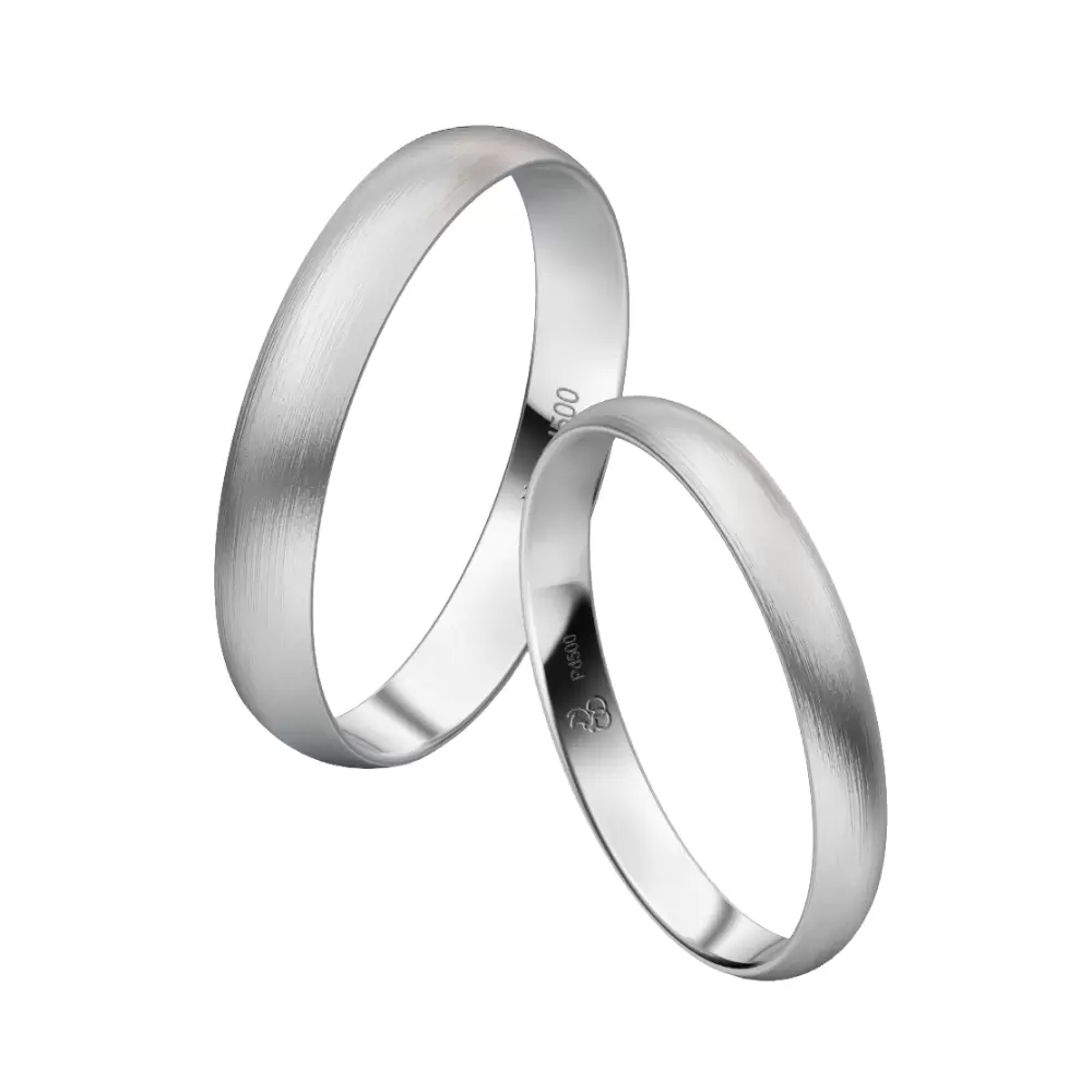 Eheringe aus Palladium 500 in 3 und 4 mm Breite mit Mattierung