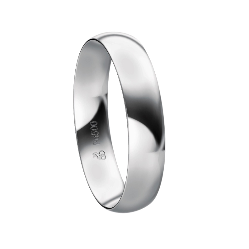 Ehering aus Palladium 500 mit polierter Fläche in 4 mm