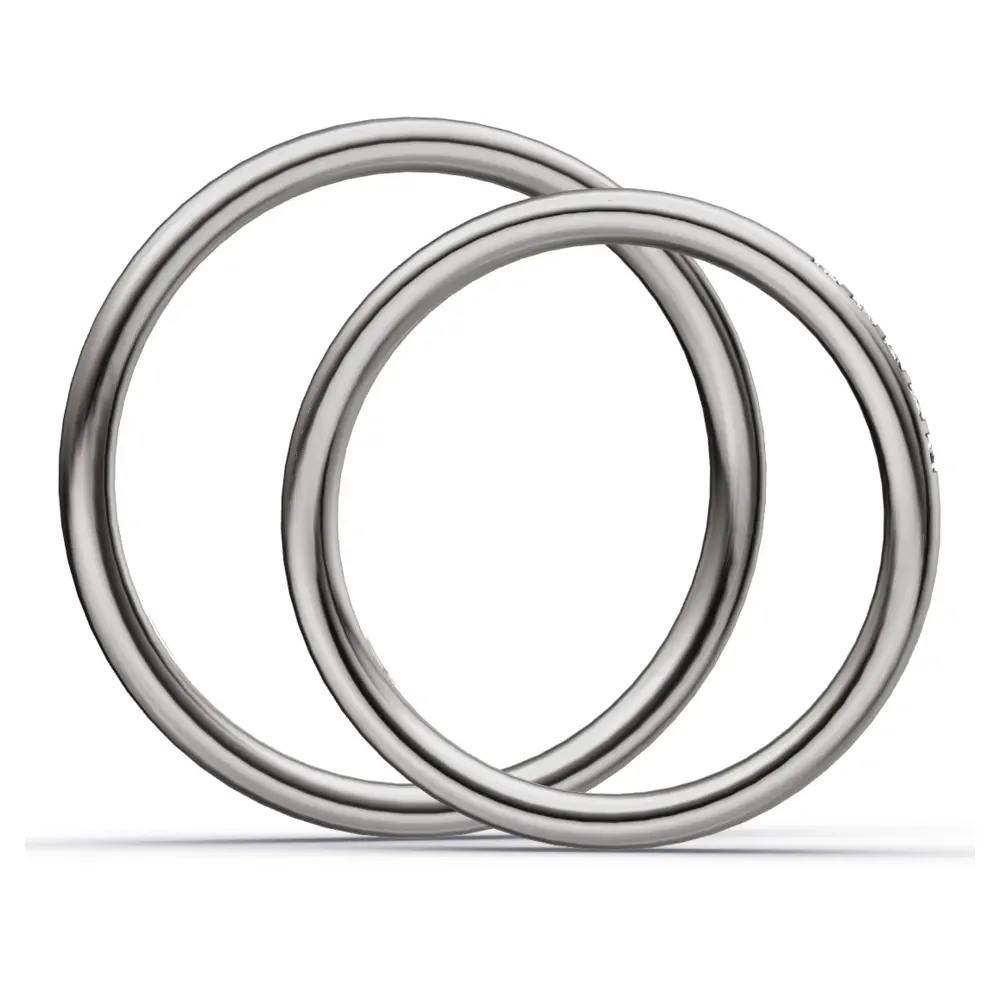 Palladium 500 Eheringe mit 5 Diamanten in polierter Oberfläche seitlich