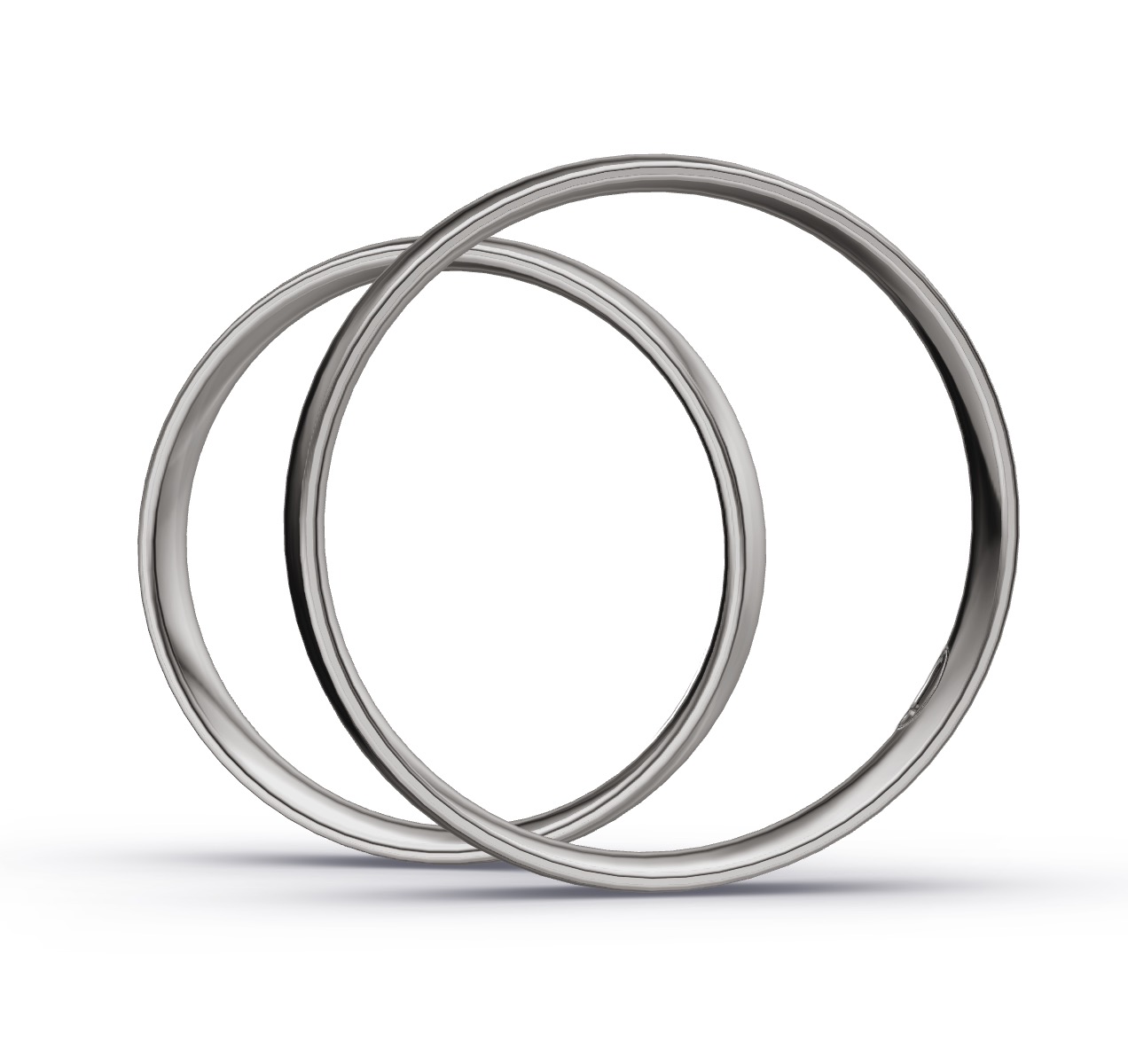 Eheringe aus poliertem Palladium 500 mit Diamanten in Kanalfassung in Seitenansicht