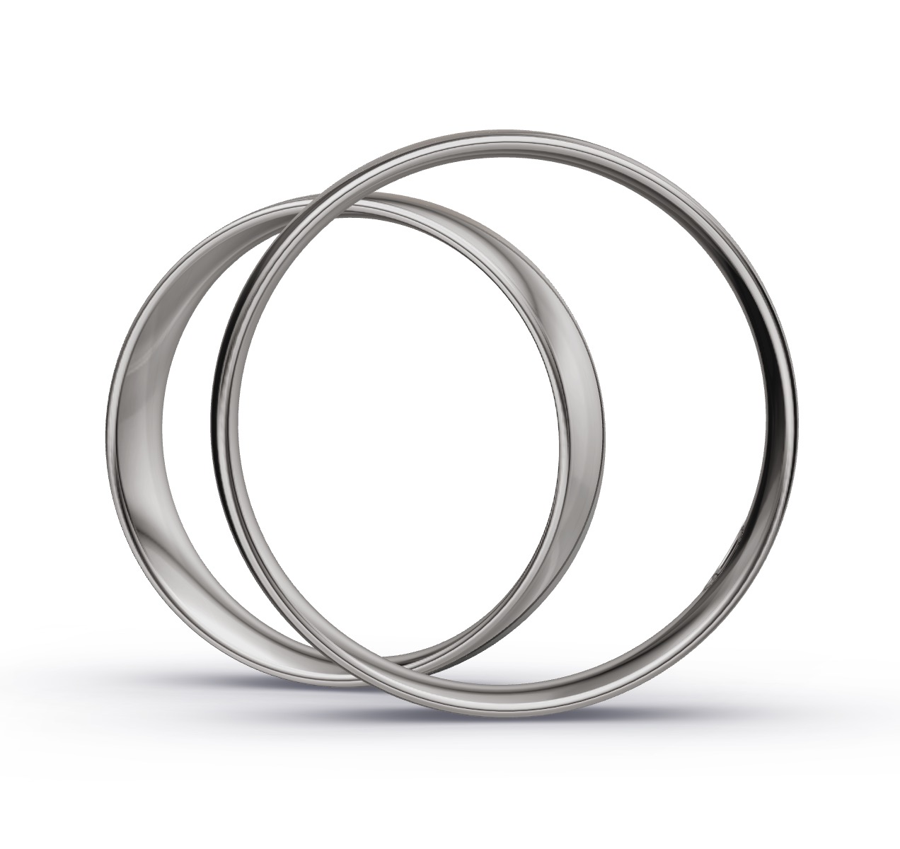 Eheringe aus Palladium 500 mit Diamanten und zwei Oberflächen in Seitenansicht