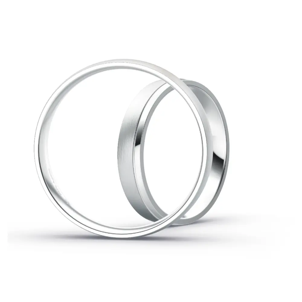 Plagentum Eheringe mit flacher Form und 7 Diamanten unterschiedlicher Größe seitlich