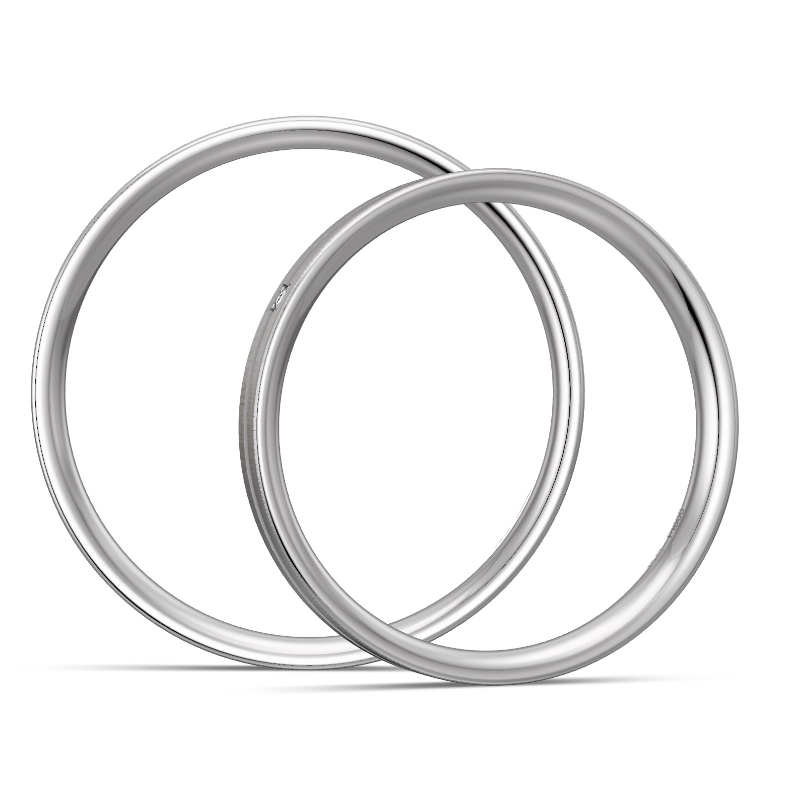 Eheringe aus Platin mit Quermattierung und Diamanten in Rille in Seitenansicht