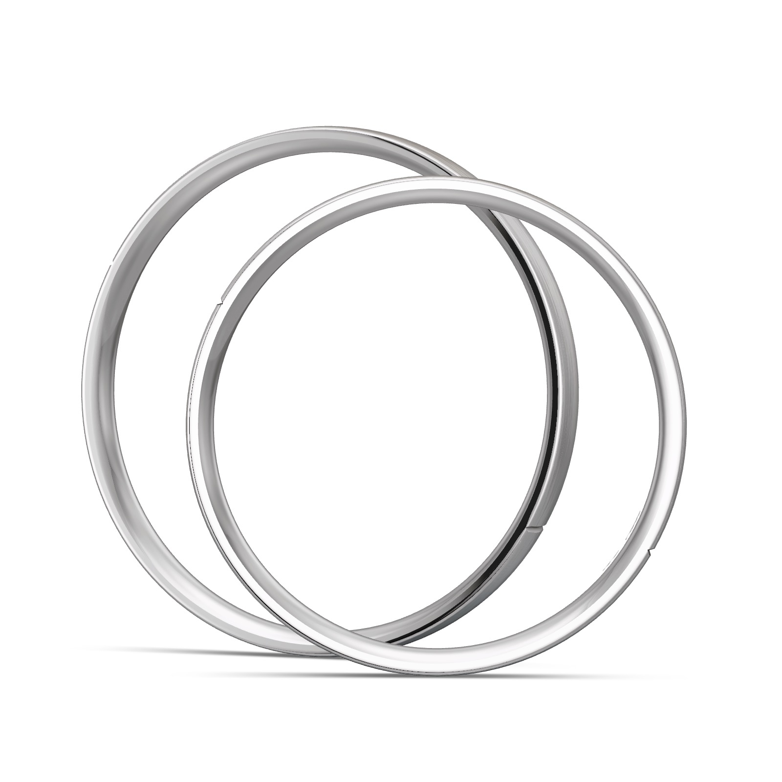 Platin Eheringe mit 2 Diamanten mit Querrille in Seitenansicht