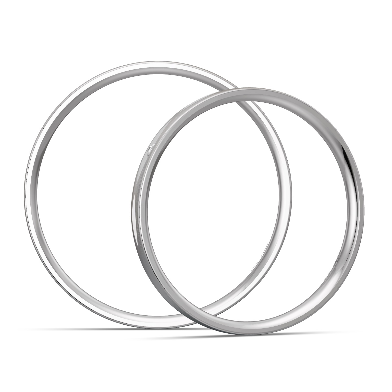 Eheringe aus Platin mit Diamanten in Vertiefung und Längsmattierung in Seitenansicht