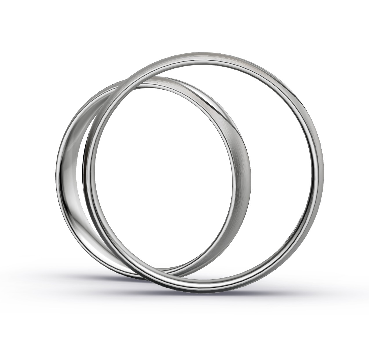 Eheringe aus Platin mit Rille und Vertiefung in Tropfenform mit 3 Diamanten