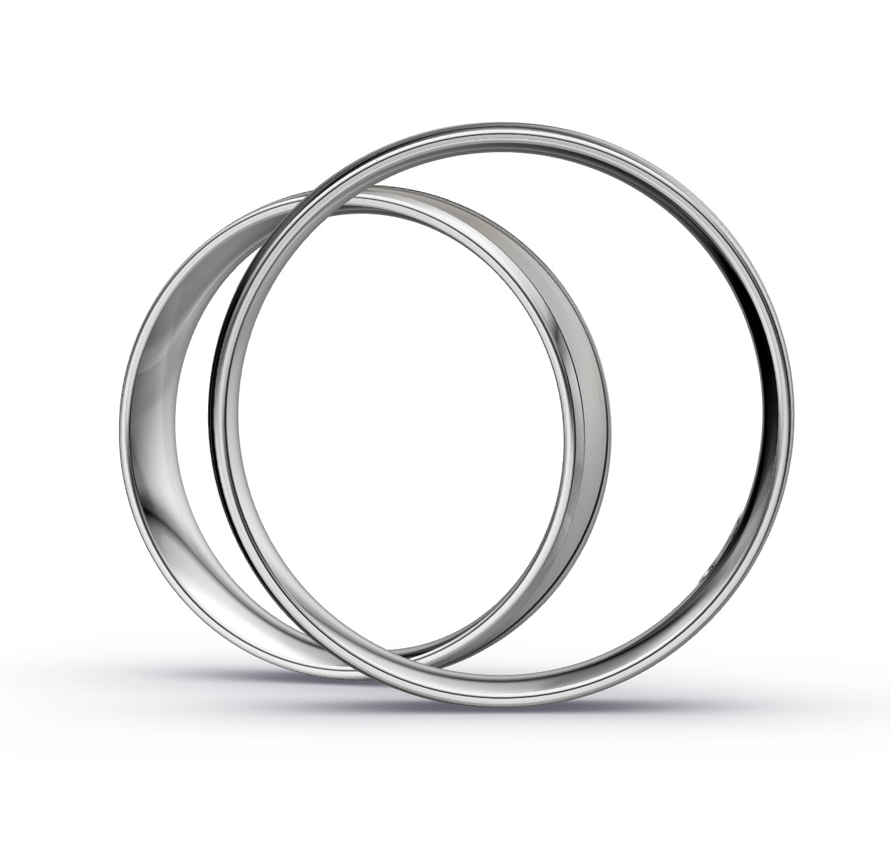 Eheringe aus Platin 600 mit Rille und drei Diamanten in Seitenansicht