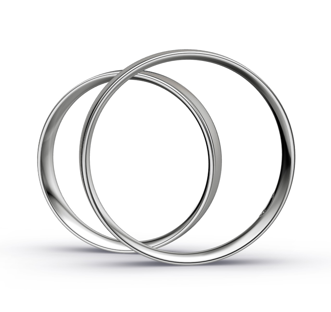 Eheringe aus Platin mit Diamanten und Längsmattierung und polierten Rändern in Seitenansicht