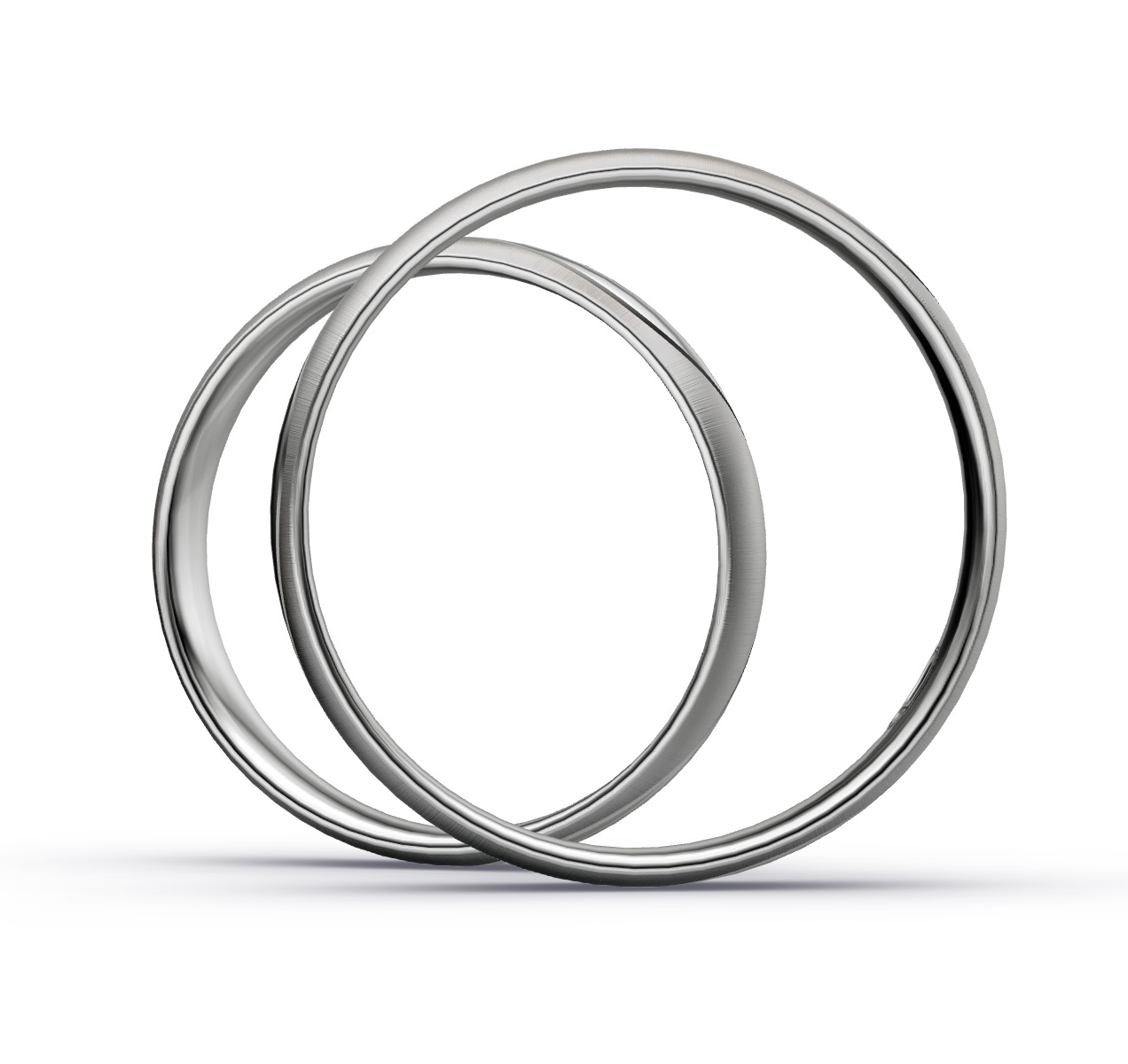 Eheringe aus Platin 600 mit 3 Diamanten in tropfenförmiger Rille in Seitenansicht