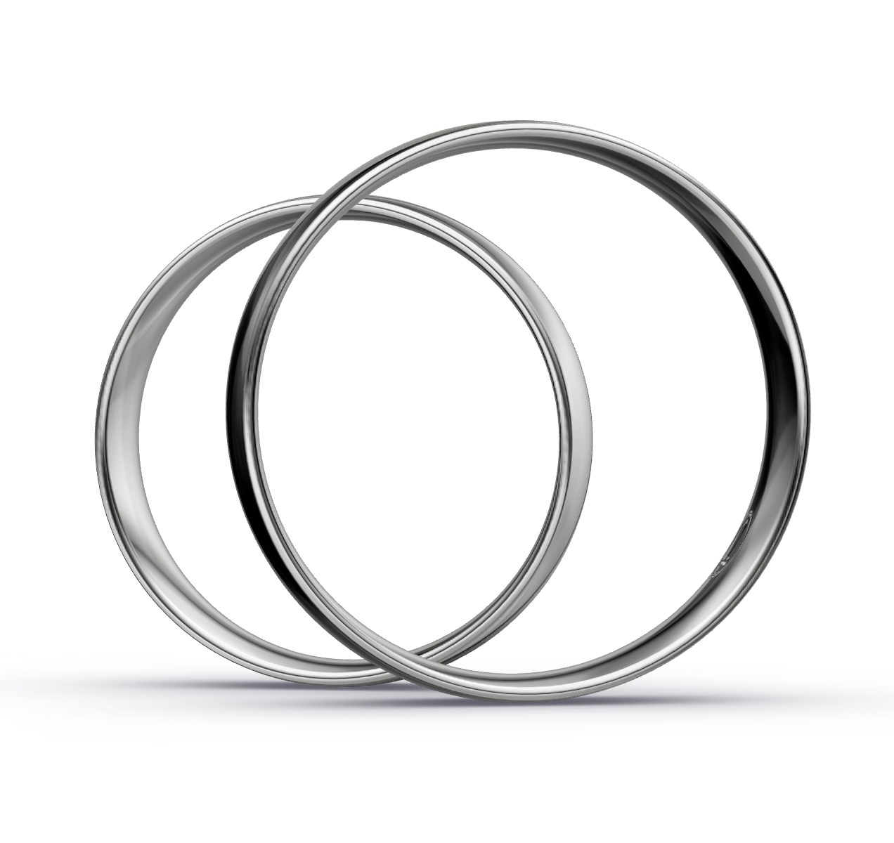 Polierte und quermattierte Eheringe aus Platin mit 6 Diamanten in Seitenansicht