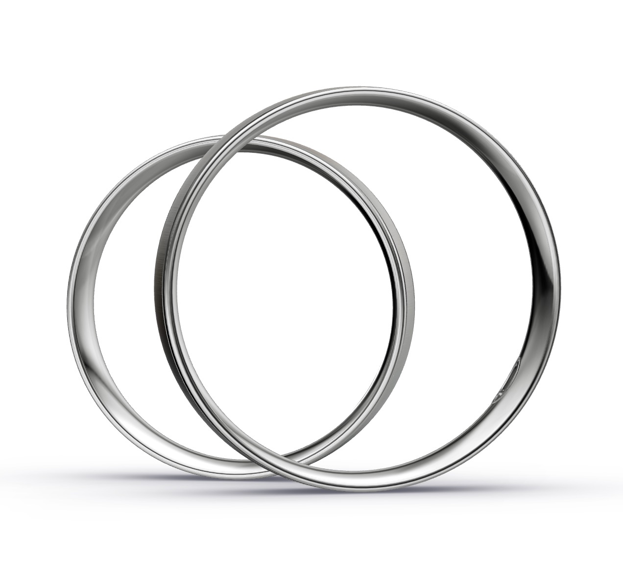 Eheringe aus Platin mit Diamanten und Quermattierung in Seitenansicht