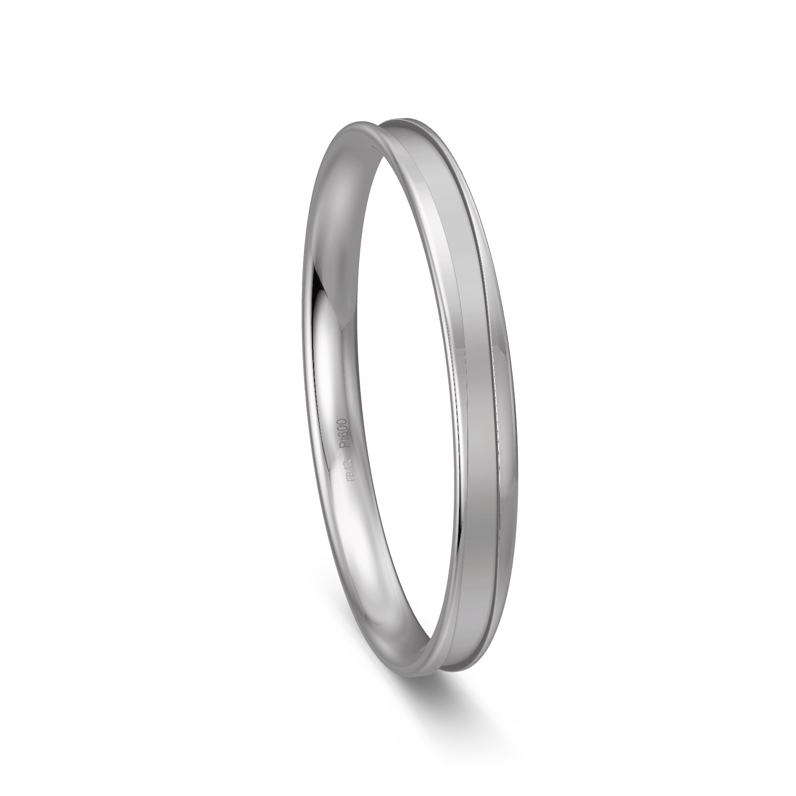 Schmaler Ehering aus Platin mit sandmattierter Rille