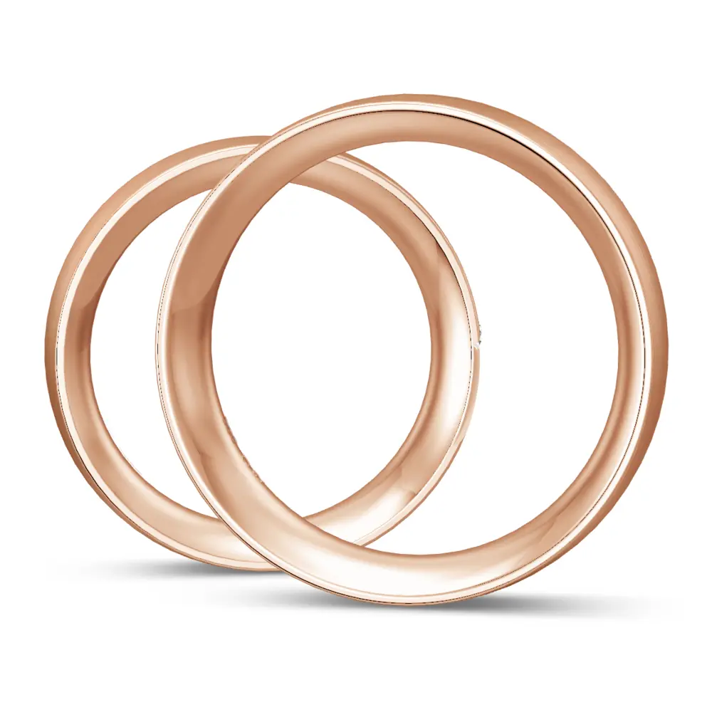 Rotgold Eheringe mit 6 Diamanten je 0,025 Karat in 6 mm Breite seitlich