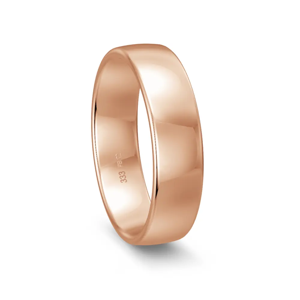 Breiter polierter Rotgold Ehering in 6 mm