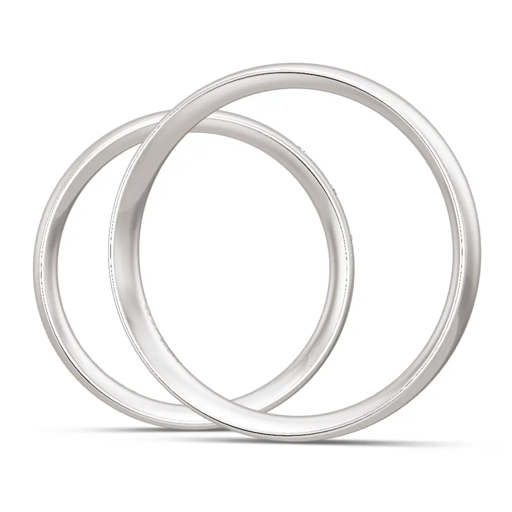 Trauringe aus Silber poliert/mattiert mit 3 Labor Diamanten seitlich