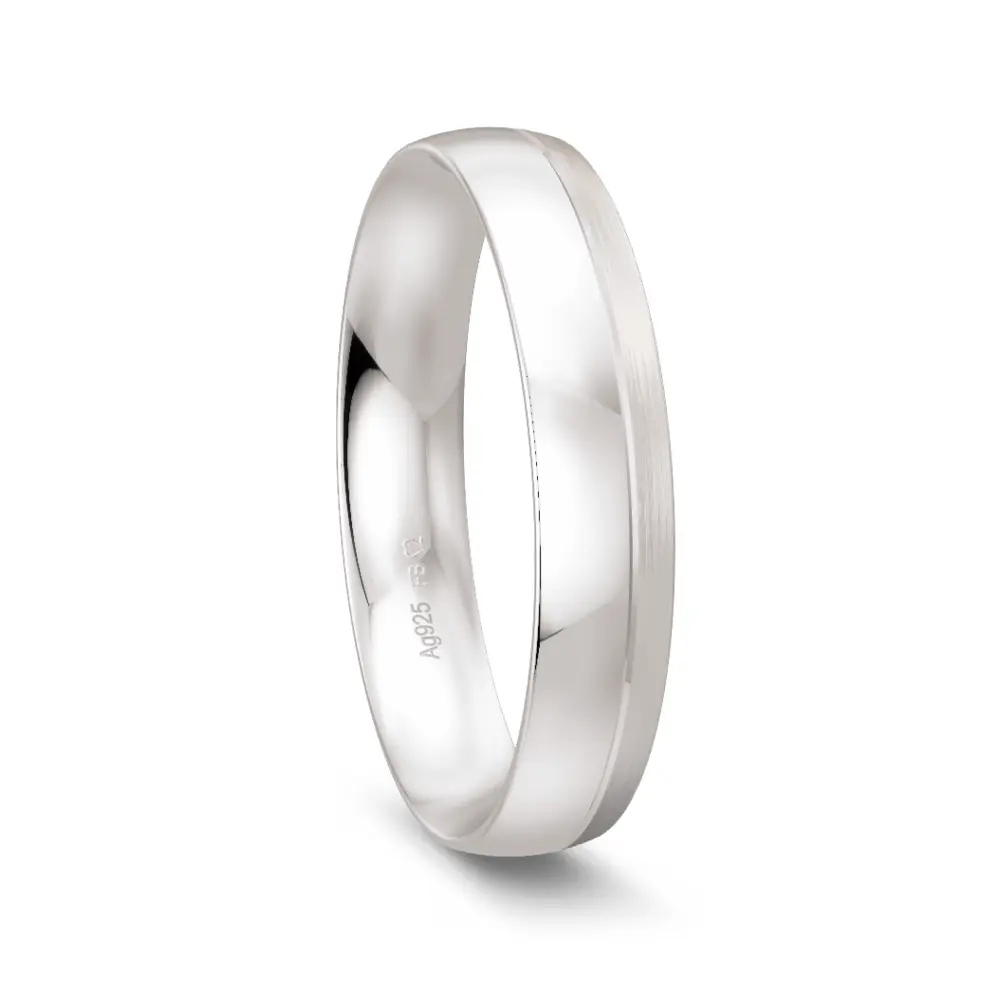Trauring aus Silber poliert/mattiert