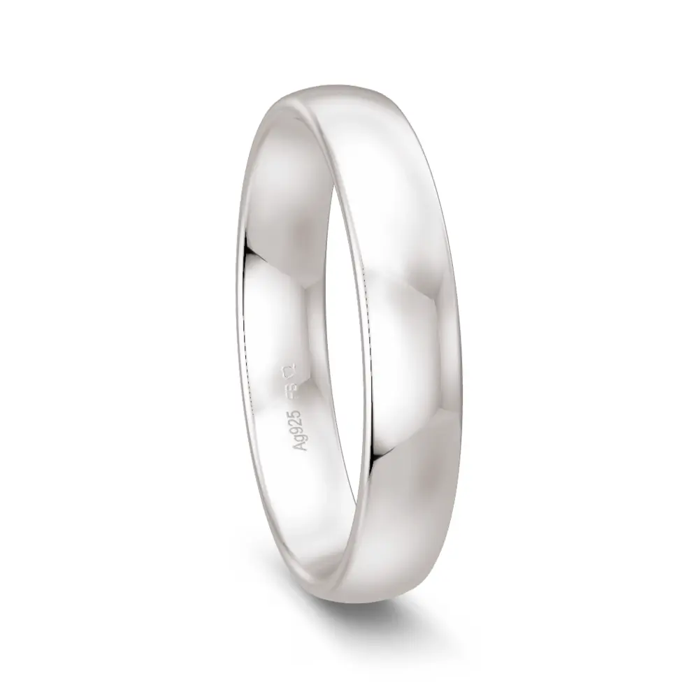 Ehering aus Silber 925 poliert und gerundet