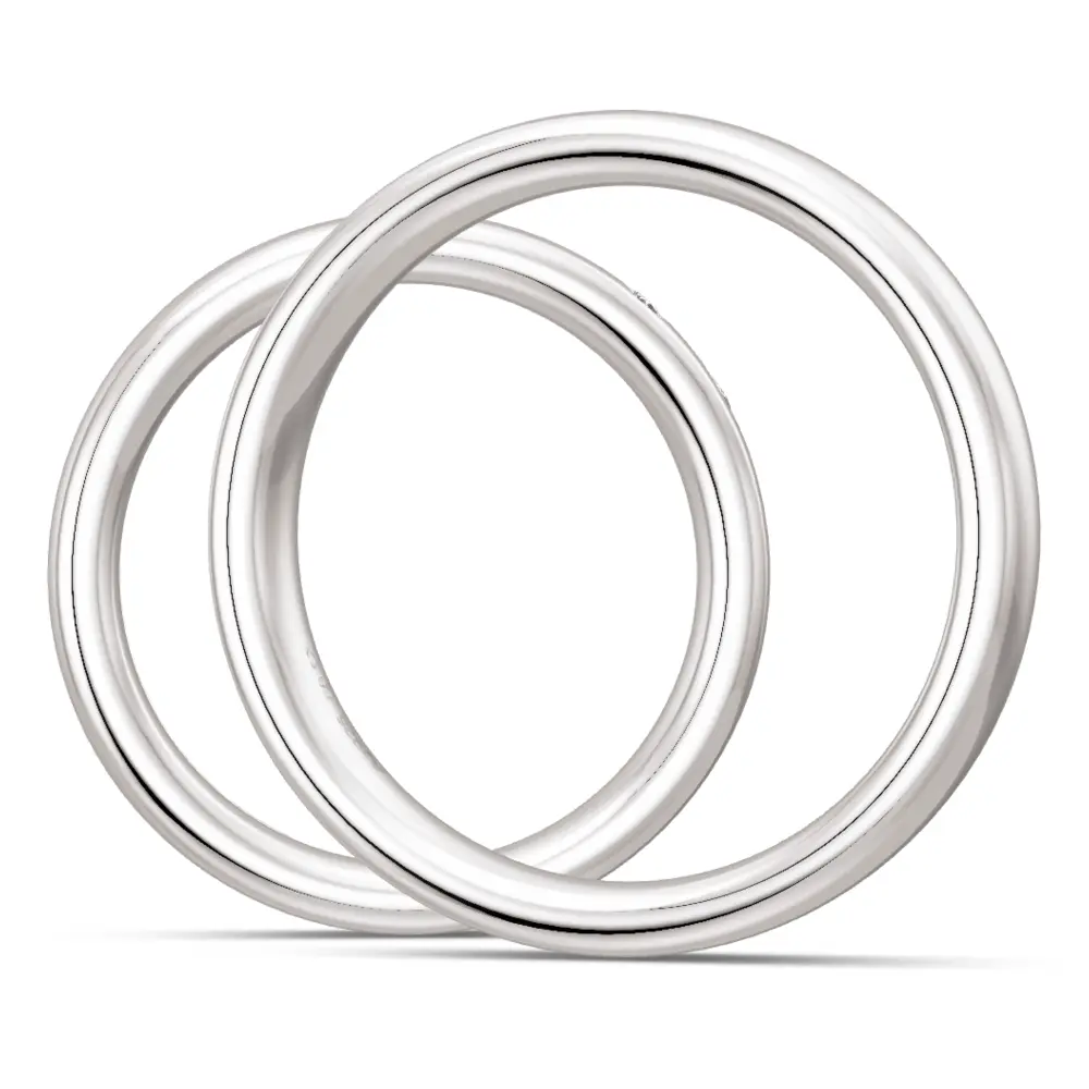 925er Silber Eheringe mit 3 diagonal platzierten Labor Diamanten seitlich